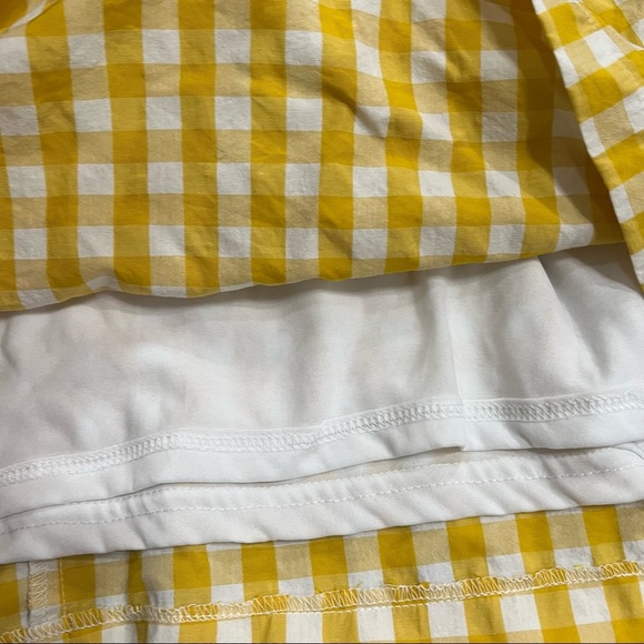 & Merci Womens Yellow White Gingham Tie Straps Mini Dress Sz S Boho Cottagecore - Picture 9 of 12